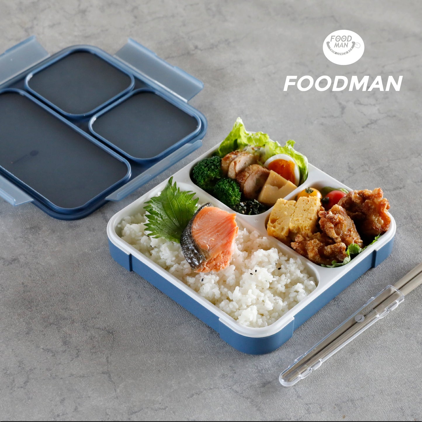 【セット】薄型弁当箱 抗菌フードマン800ml セット