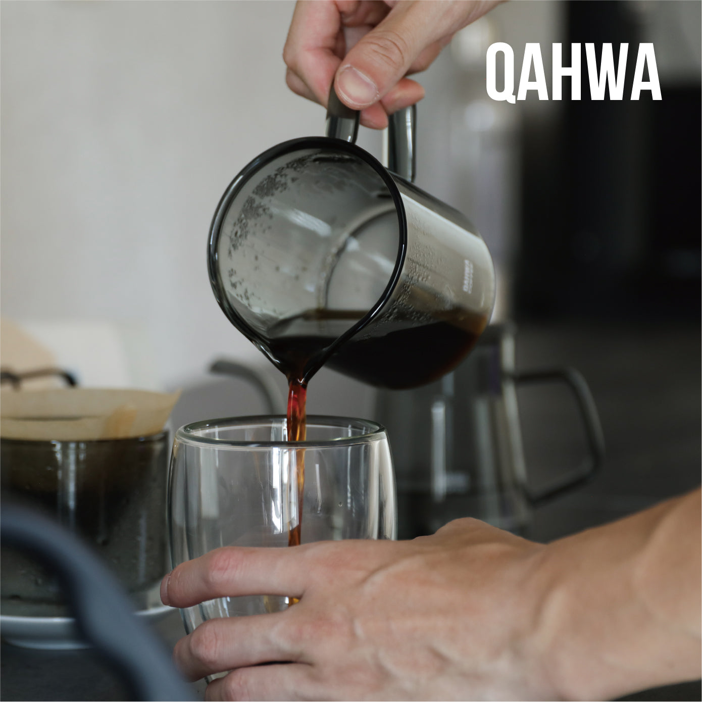 <span style="display:block; text-align:center;">QAHWA<br>耐熱ガラス コーヒードリッパー＆サーバー</span>