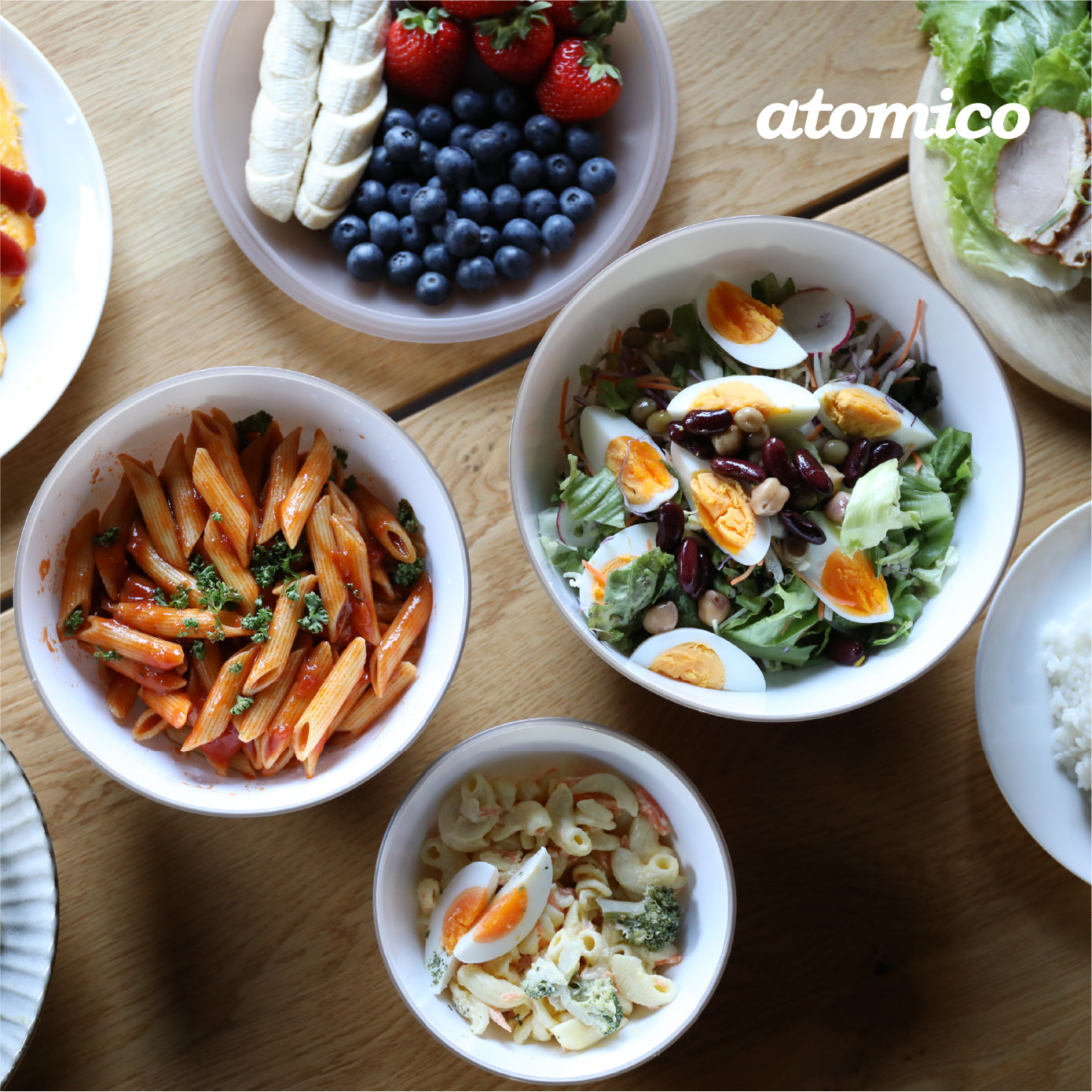 <span style="display:block; text-align:center;">atomico<br>抗菌耐熱レンジザルボウル 5P</span>