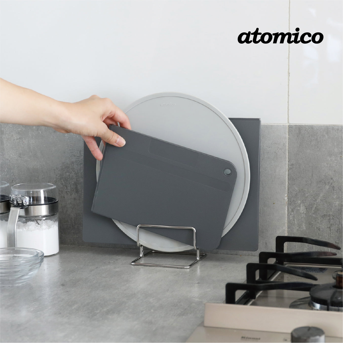 <span style="display:block; text-align:center;">atomico<br>まな板スタンド</span>