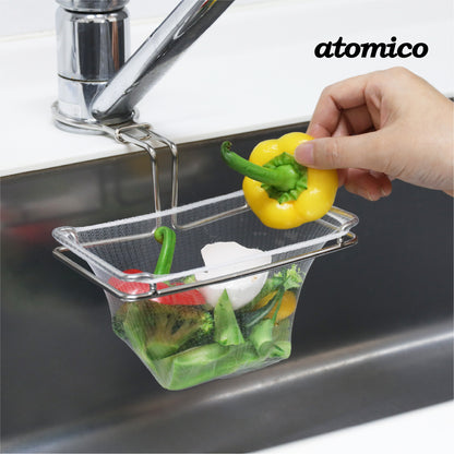 <span style="display:block; text-align:center;">atomico<br>蛇口に付ける水切りネットホルダー</span>