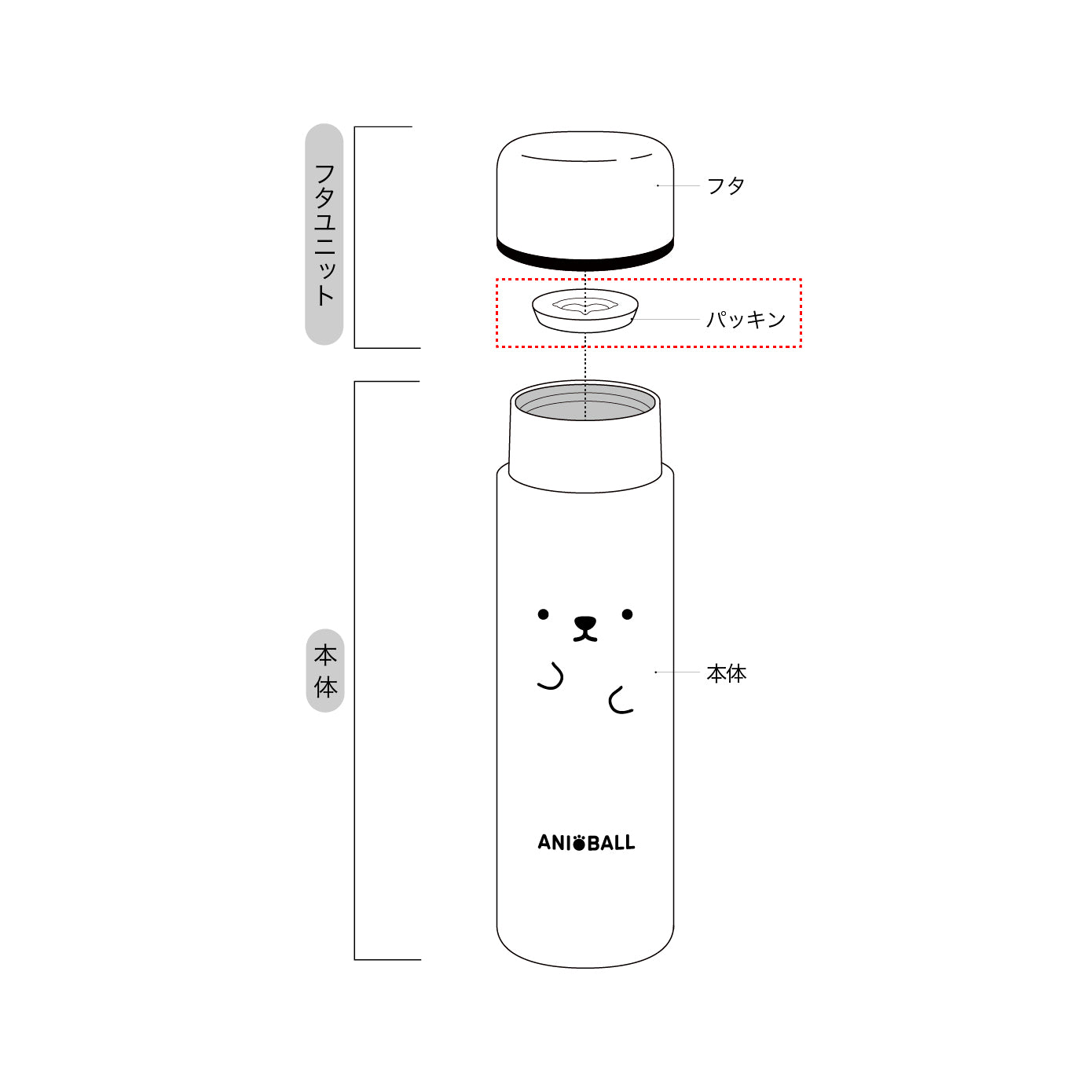 【部品】アニボール ミニボトル 150ml フタパッキン