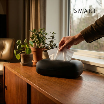 <span style="display:block; text-align:center;">
SMART<br>最後まで使い切りやすい
ティッシュケース pego
</span>