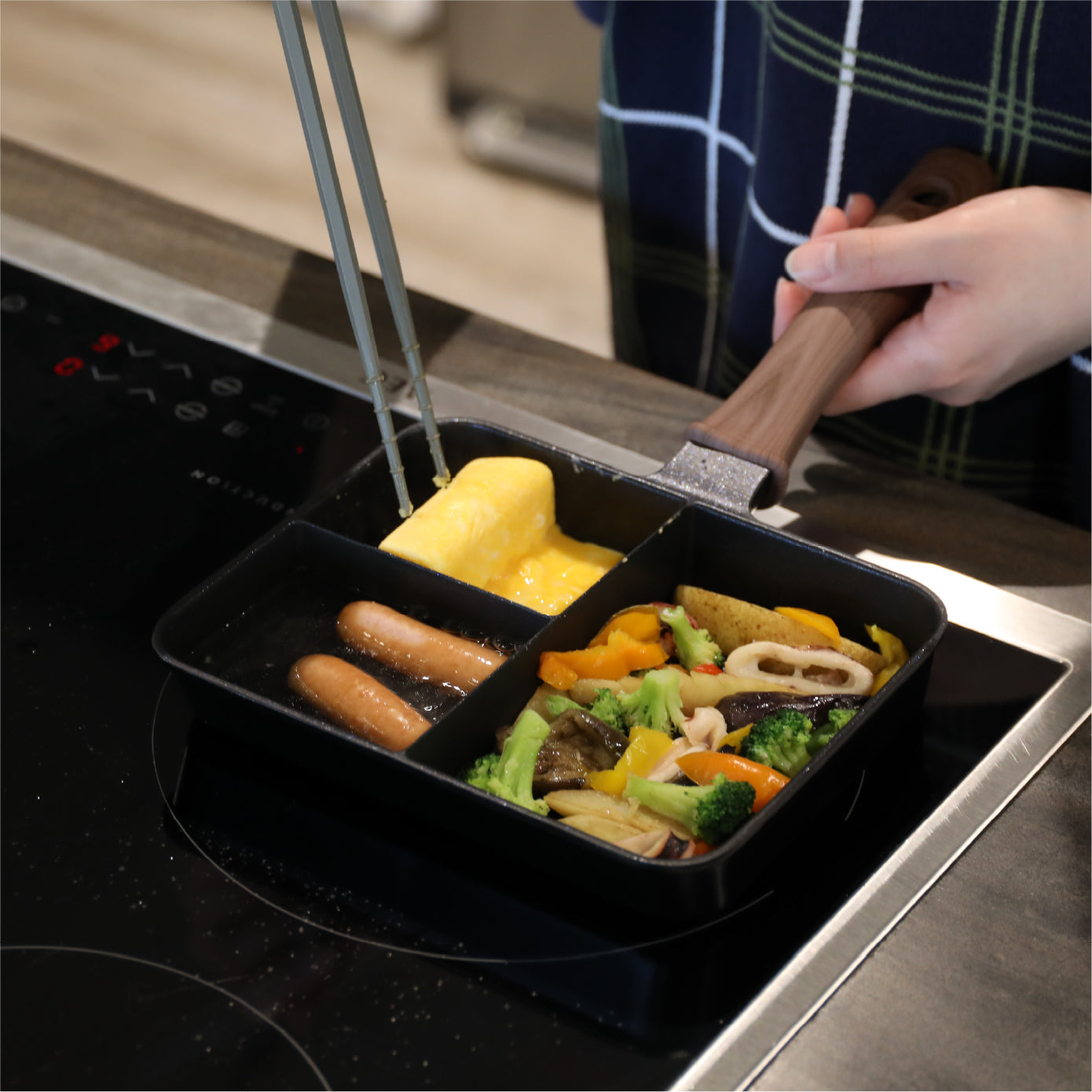 三品同時調理で調理がスムーズに出来る