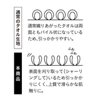 表面を刈り取って（シャーリングして）いるため引っかかりにくく、上質で滑らかな肌触りに。