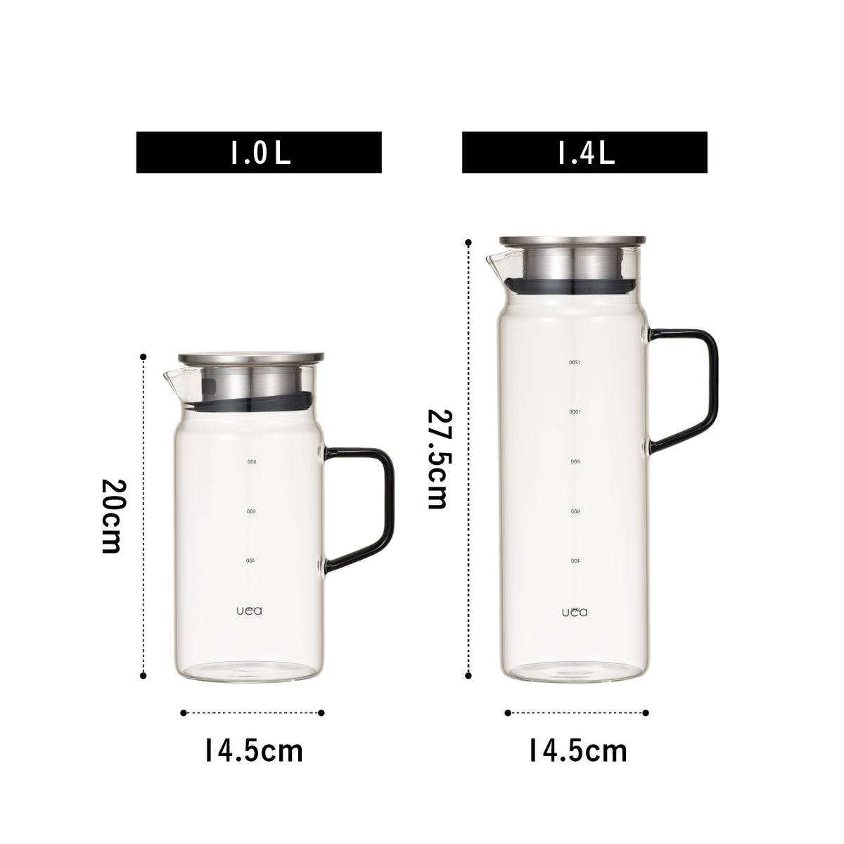 <span style="display:block; text-align:center;">
    【1.0L】サイズ/W145×D95×H200mm <br>
    【1.4L】サイズ/W145×D95×H275mm 
</span>