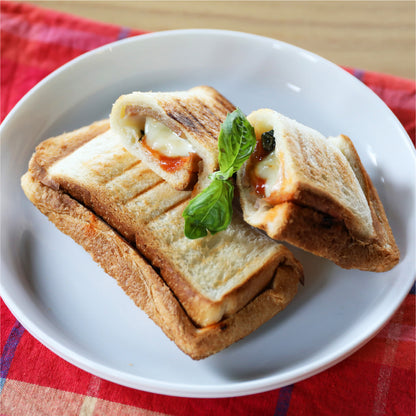 <span style="display:block; text-align:center;">レシピ例：ピザサンド</span>