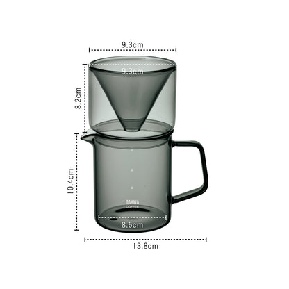 <span style="display:block; text-align:center;">サイズ（ドリッパー）：W93×D93×H82mm<br>サイズ（サーバー）：W138×D86×H104mm</span>