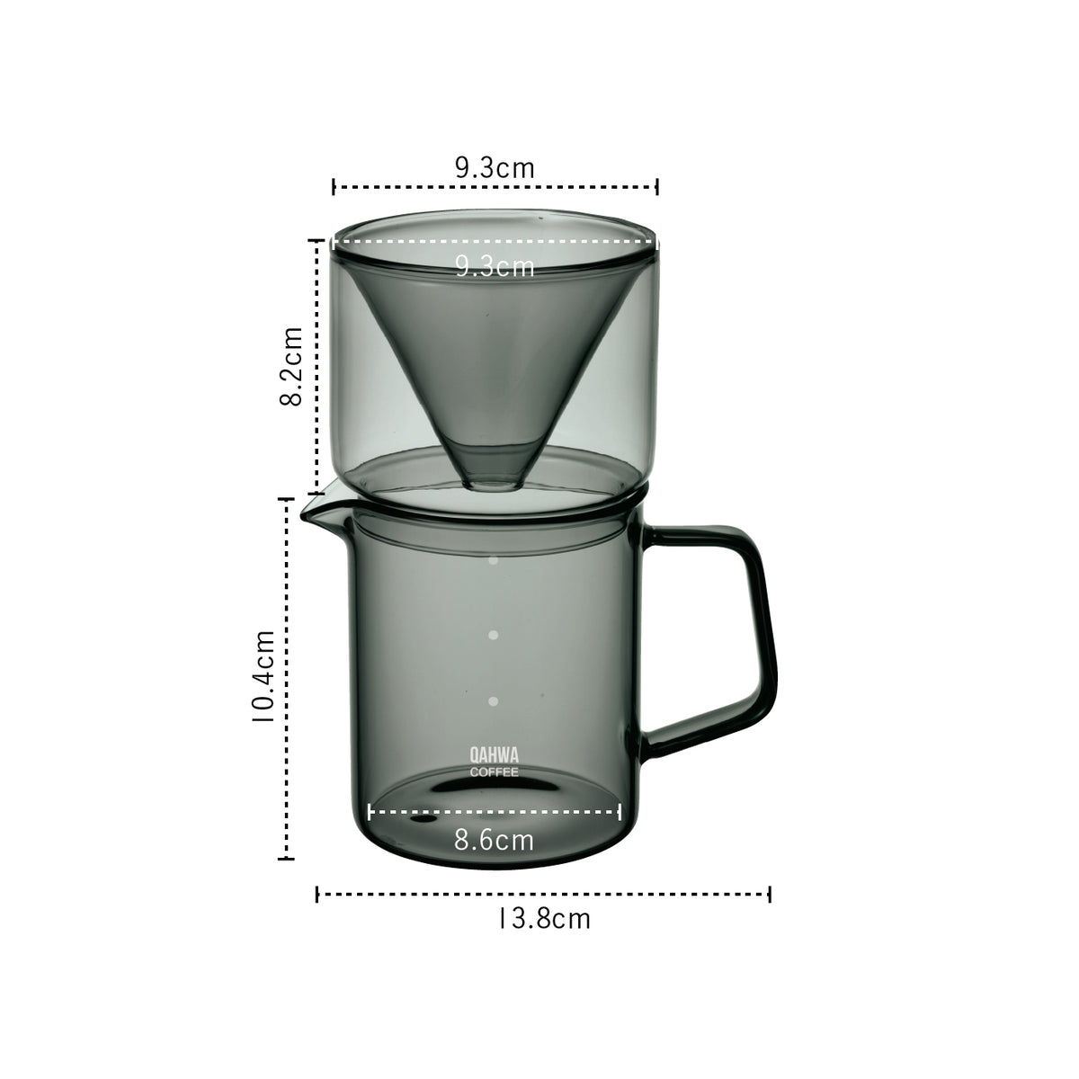 <span style="display:block; text-align:center;">サイズ（ドリッパー）：W93×D93×H82mm<br>サイズ（サーバー）：W138×D86×H104mm</span>