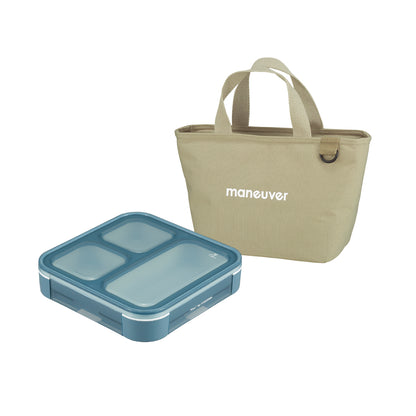 【セット】立てて運べる薄型弁当箱【Mee】by FOODMAN 保冷ランチトートバッグ maneuver s セット